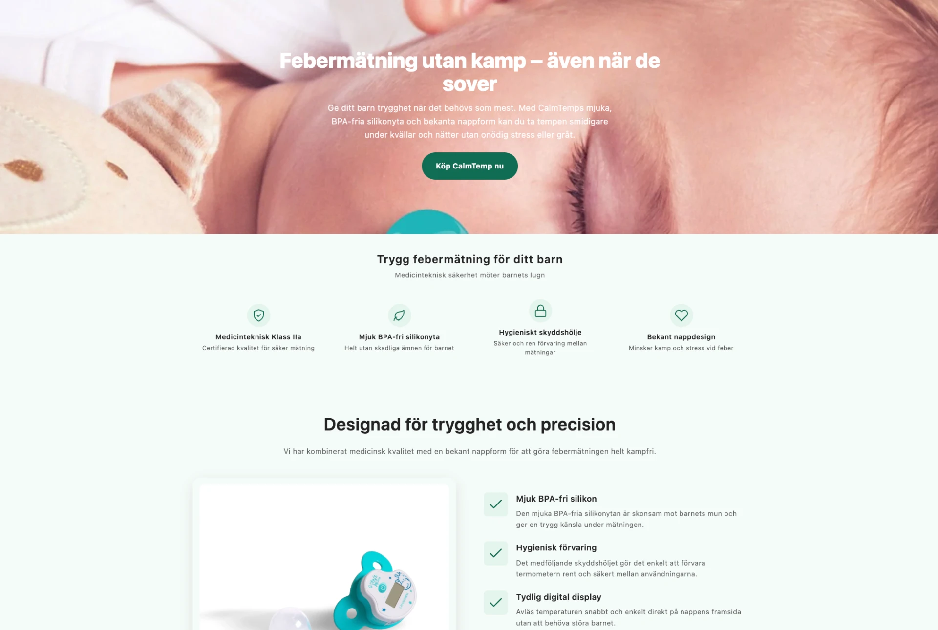 Landningssida byggd av PageGen – hero med rubrik, text och köpknapp